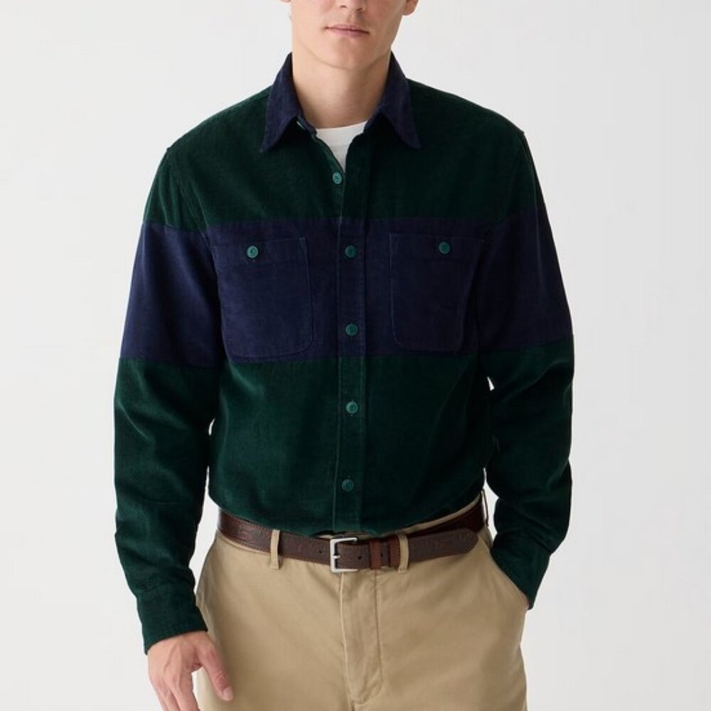 J. Crew Midweight corduroy workshirt in colorblock XL